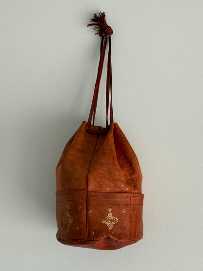 Amazing Vintage Handmade Leather Bucket Bag