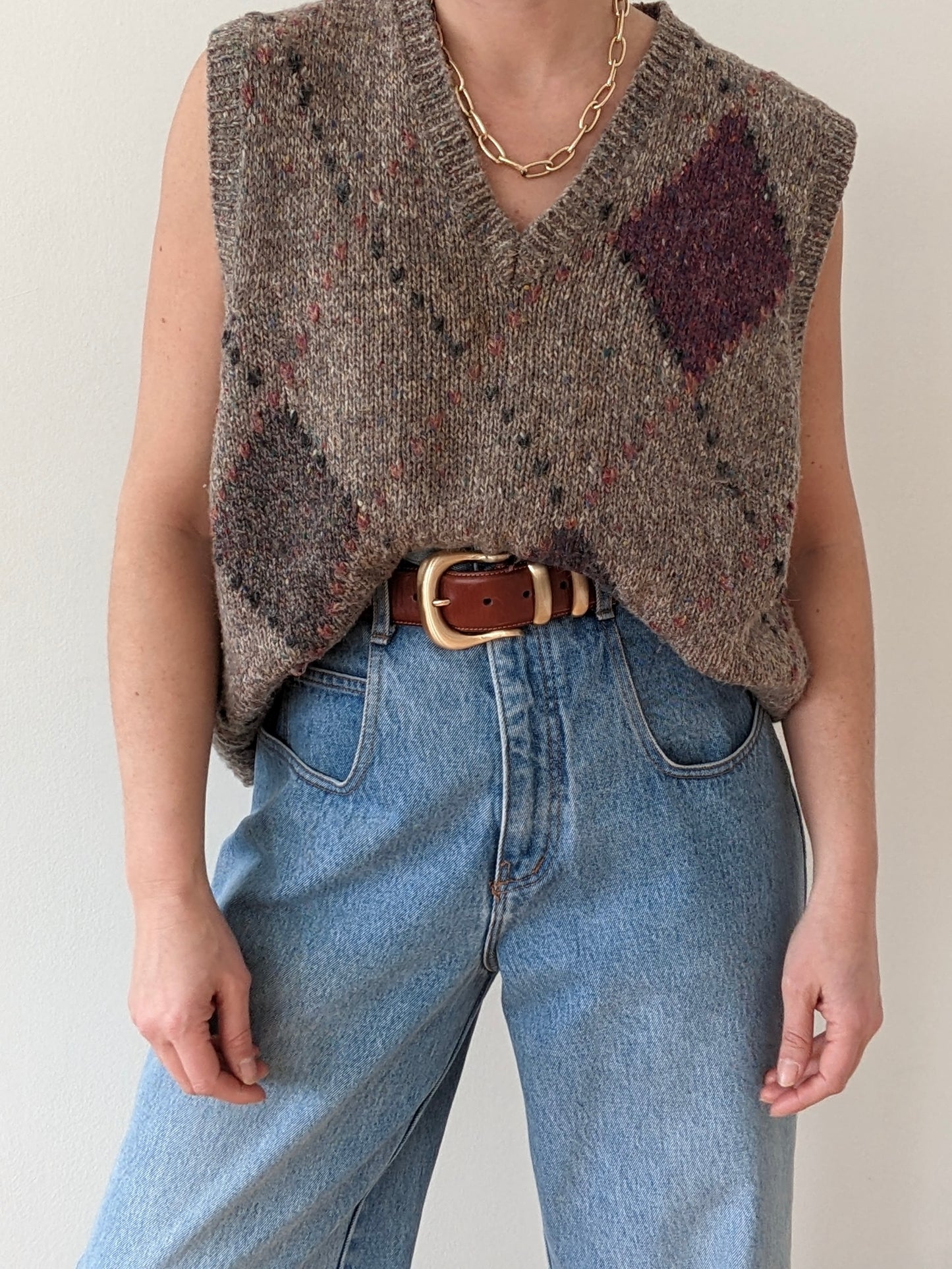 Vintage Knitted Wool Argyle Vest