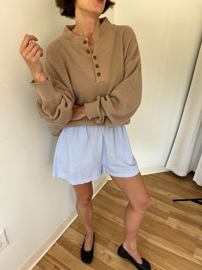 Favorite Vintage Latte Cotton Henley