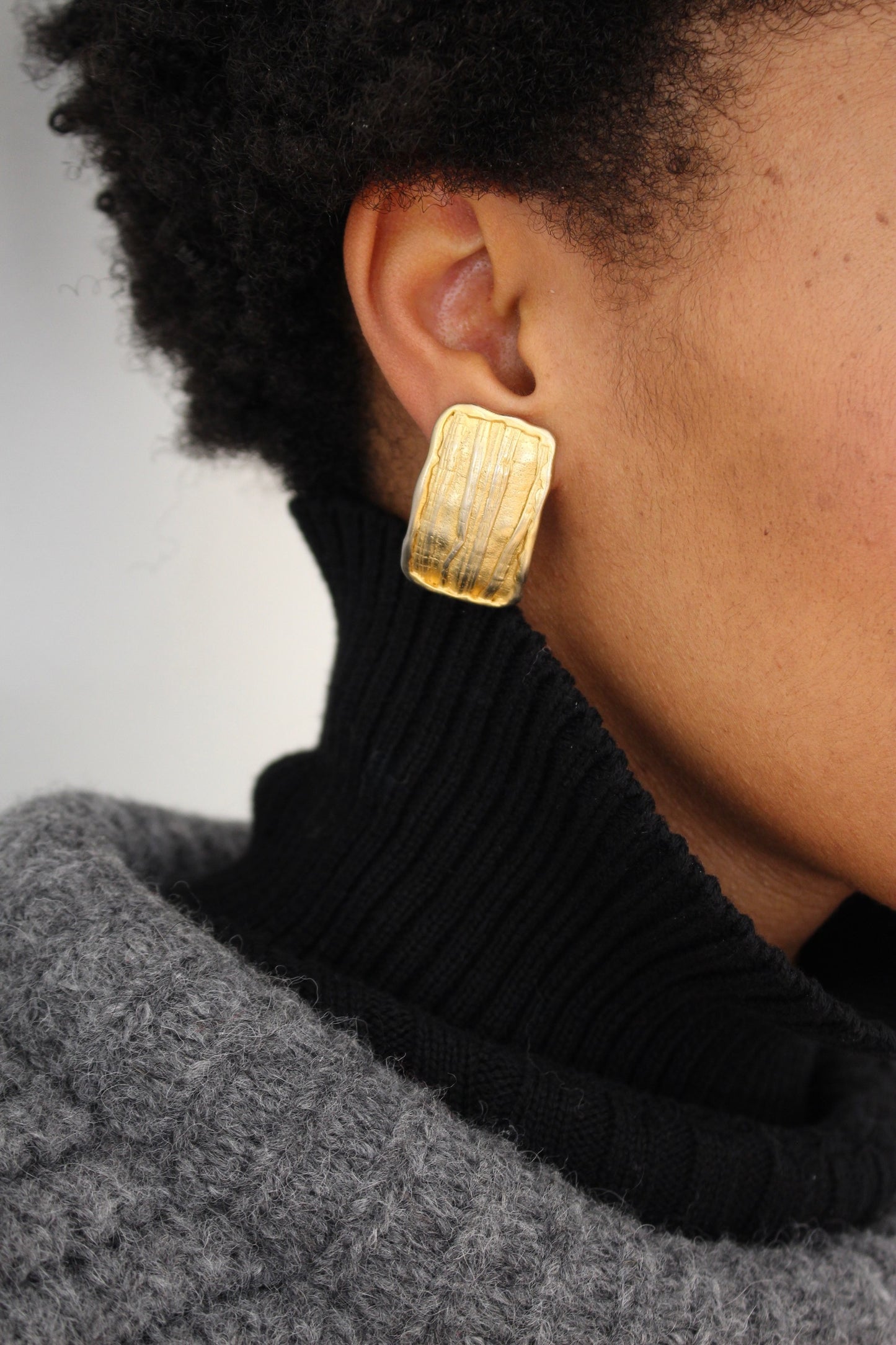 Vintage Brushed Gold Rectangle Earrings