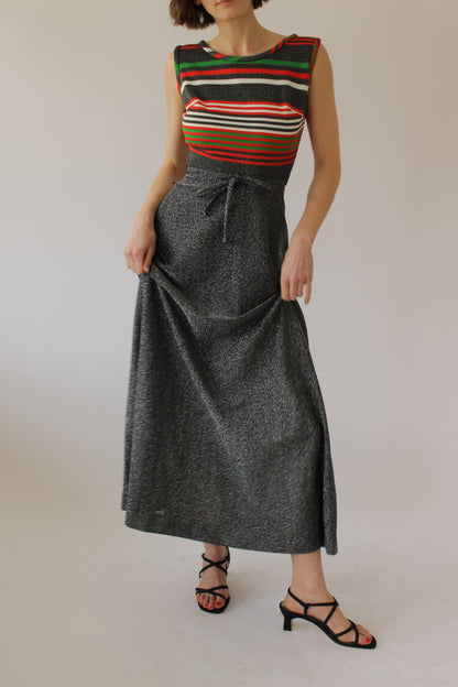 Amazing Vintage Striped Metallic Maxi Dress