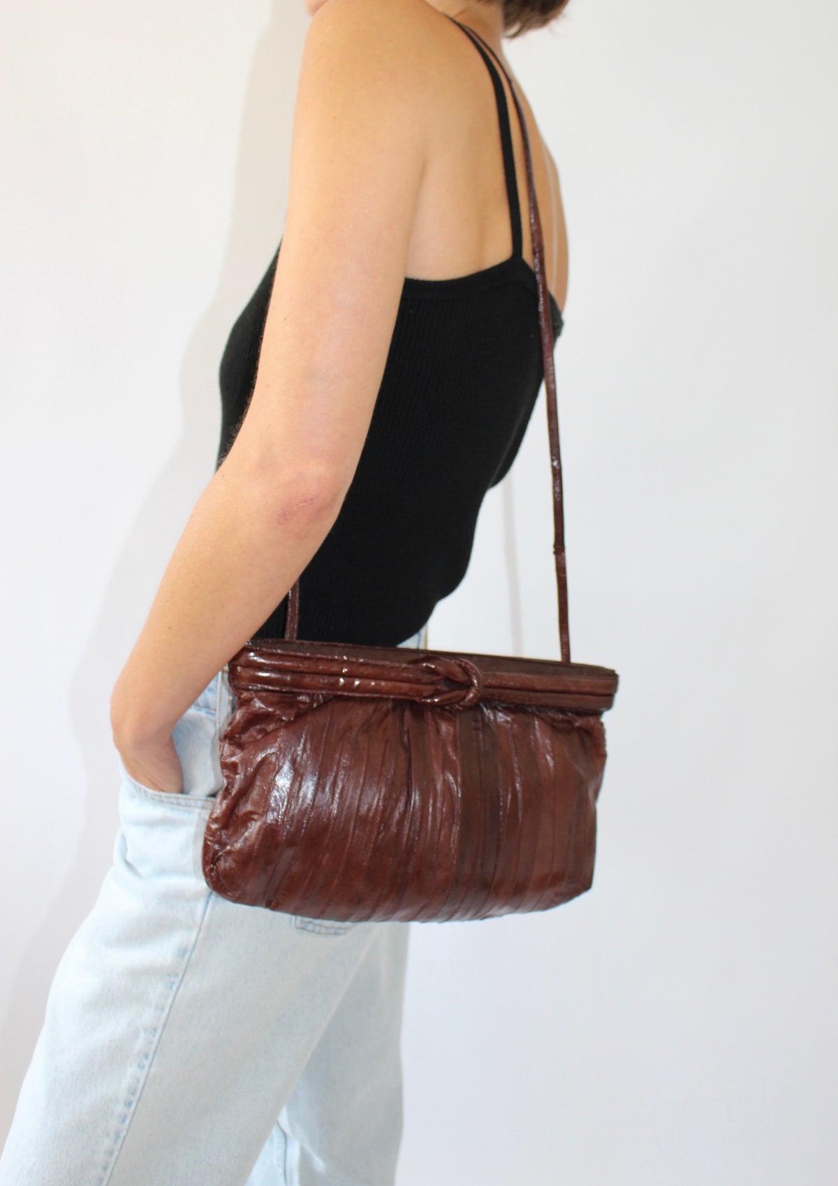 Vintage Supple Genuine Eelskin Clutch Bag