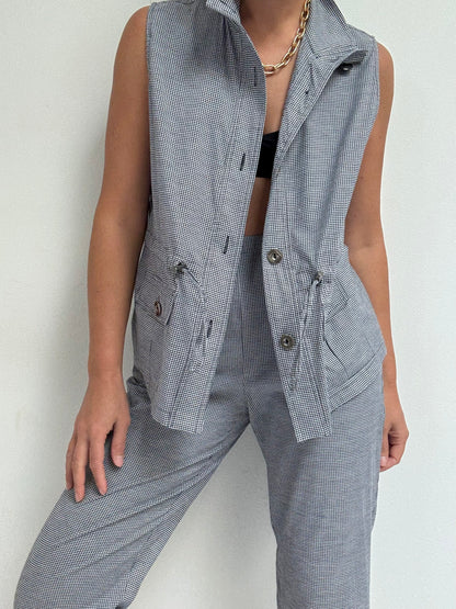 Vintage Gingham Cargo Vest & Pant Set