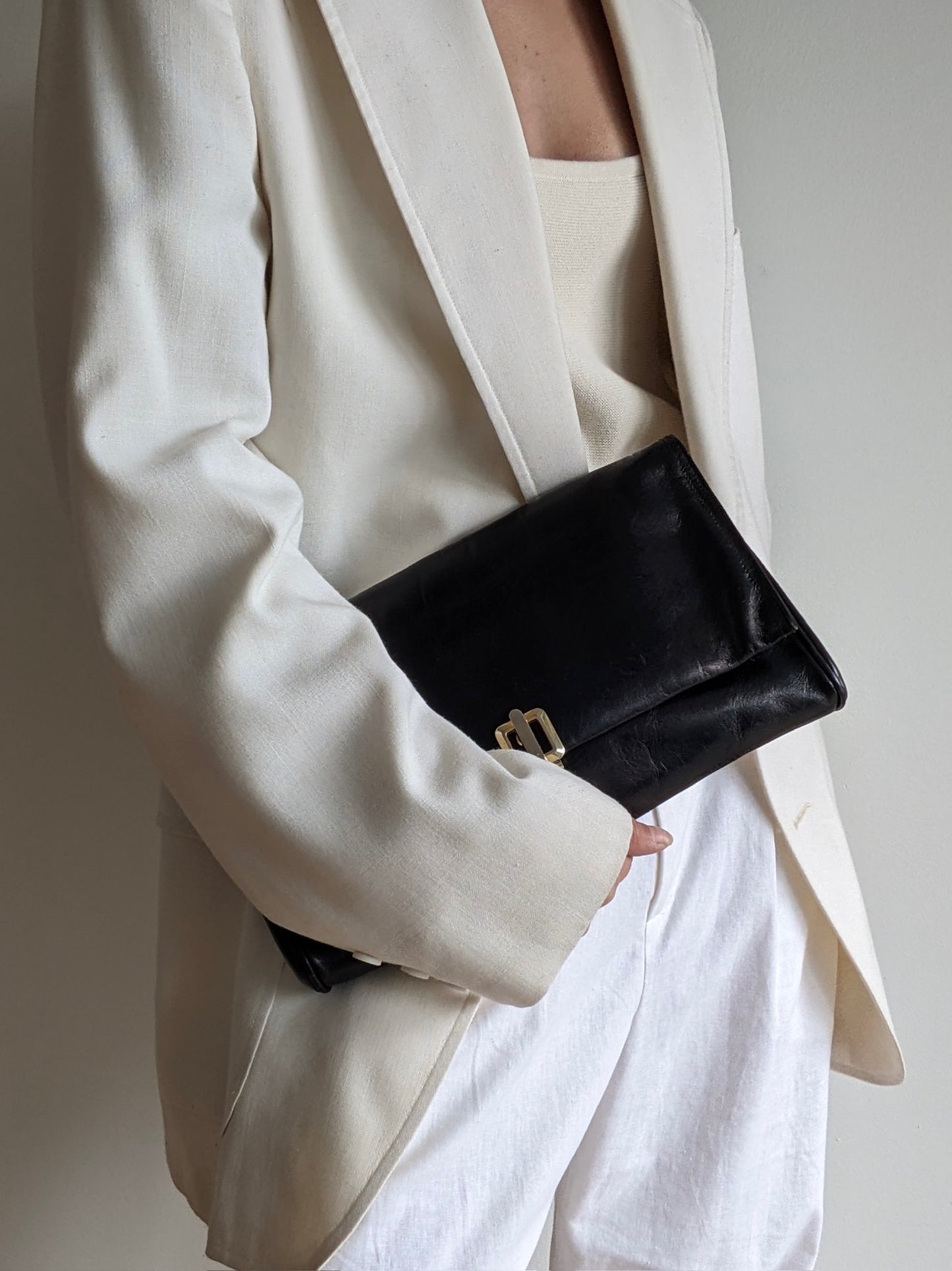 Vintage Italian Onyx Leather Clutch
