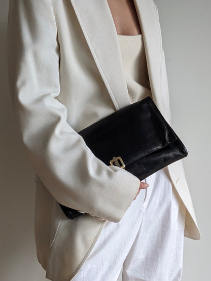 Vintage Italian Onyx Leather Clutch