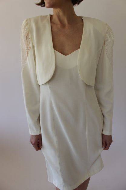 Vintage Vanilla Slip Dress & Lace Bolero Set