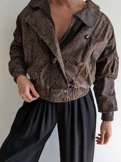 Amazing Vintage Snake-Embossed Leather Bomber