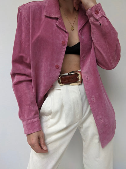 Vintage Rose Suede Shirt Jacket