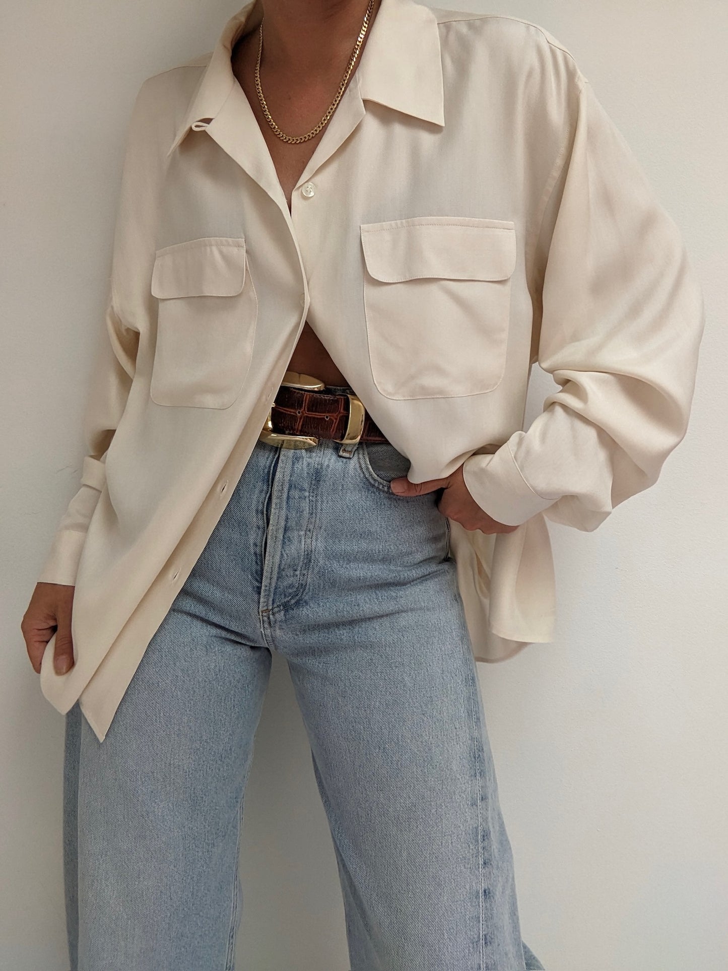 Vintage Cream Silk Blouse