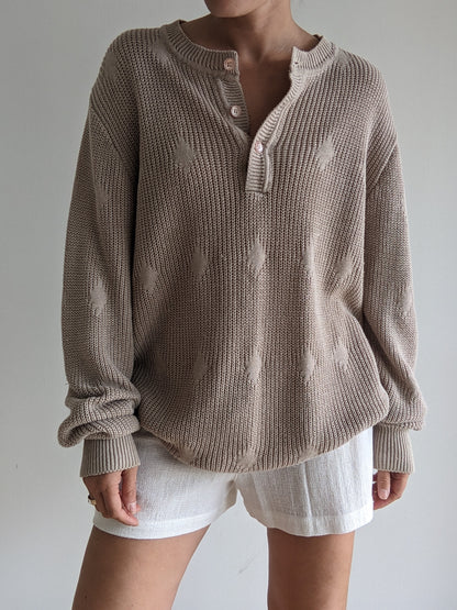 Vintage Stone Knit Henley