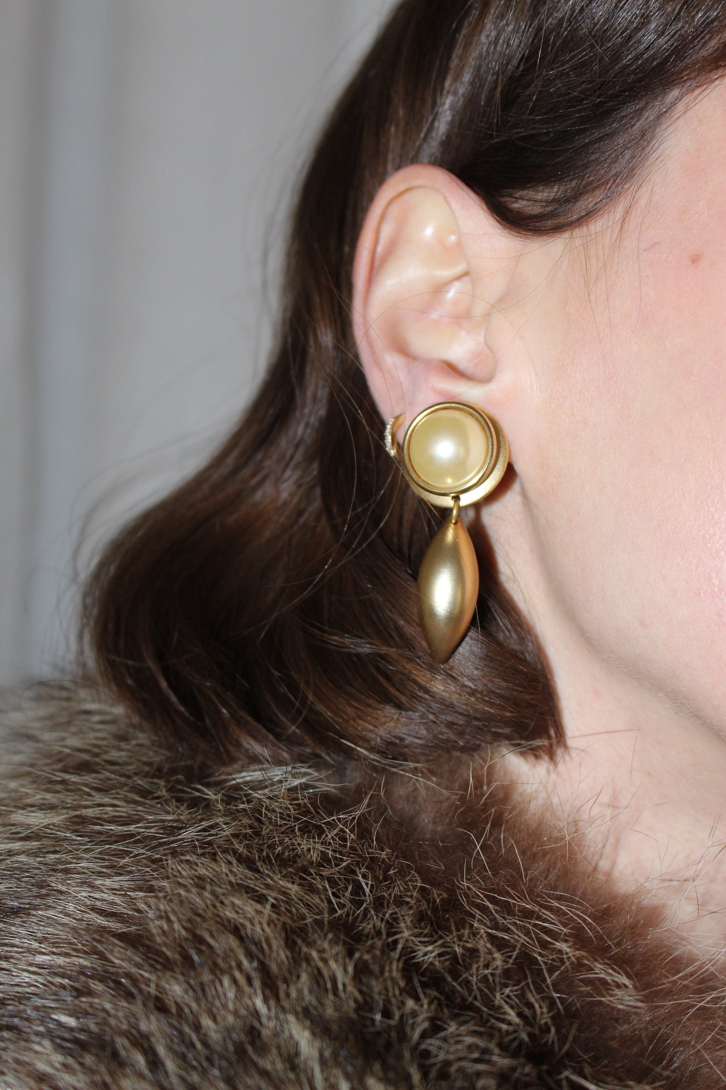 Vintage Faux Pearl Cabochon Drop Earrings