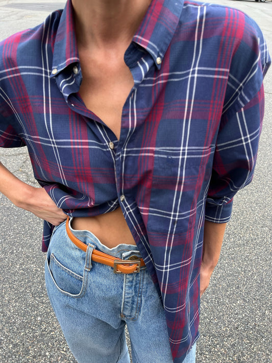 Vintage Embroidered Christian Dior Plaid Shirt