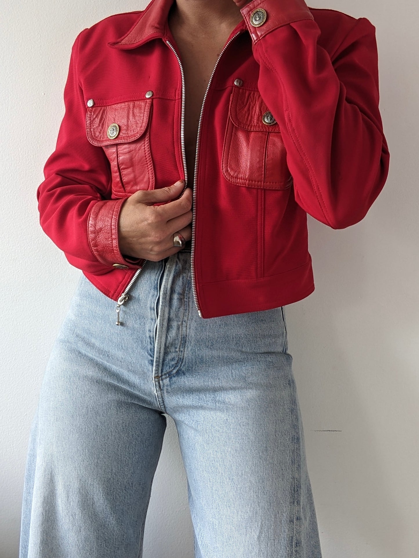 Rare Vintage Leather Accent Cropped Jacket
