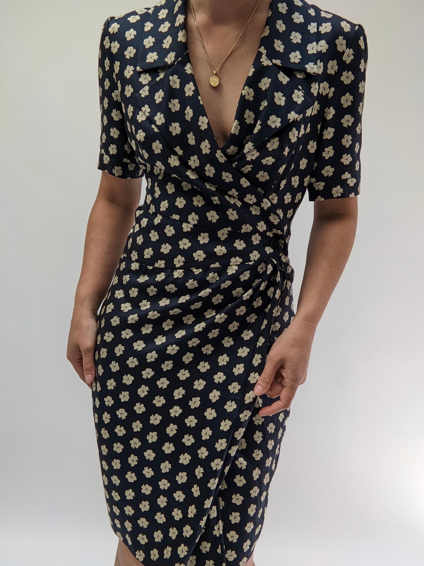 Vintage Valentino Silk Gabardine Printed Dress