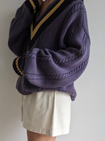 Vintage Collegiate V-Neck Sweater