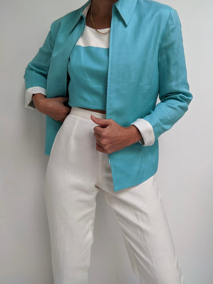 Amazing Vintage Two-Toned 3 Piece Linen Set