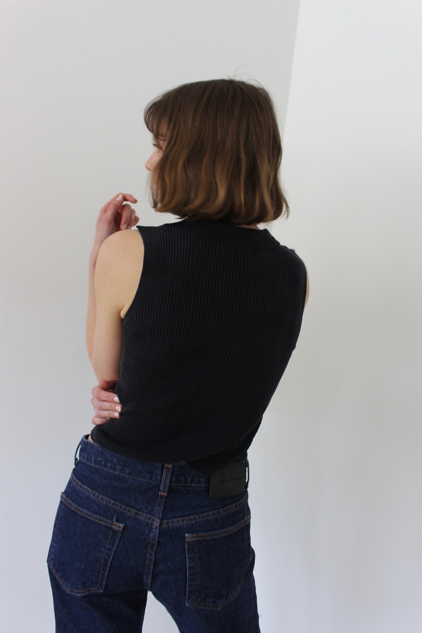 90s Faded Black Sleeveless Silk Top