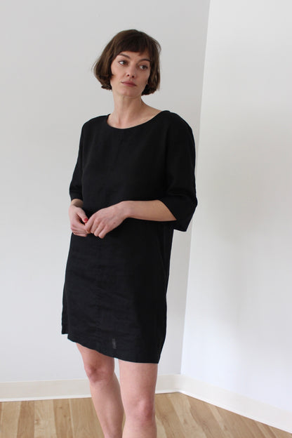 Vintage Onyx Linen Dress