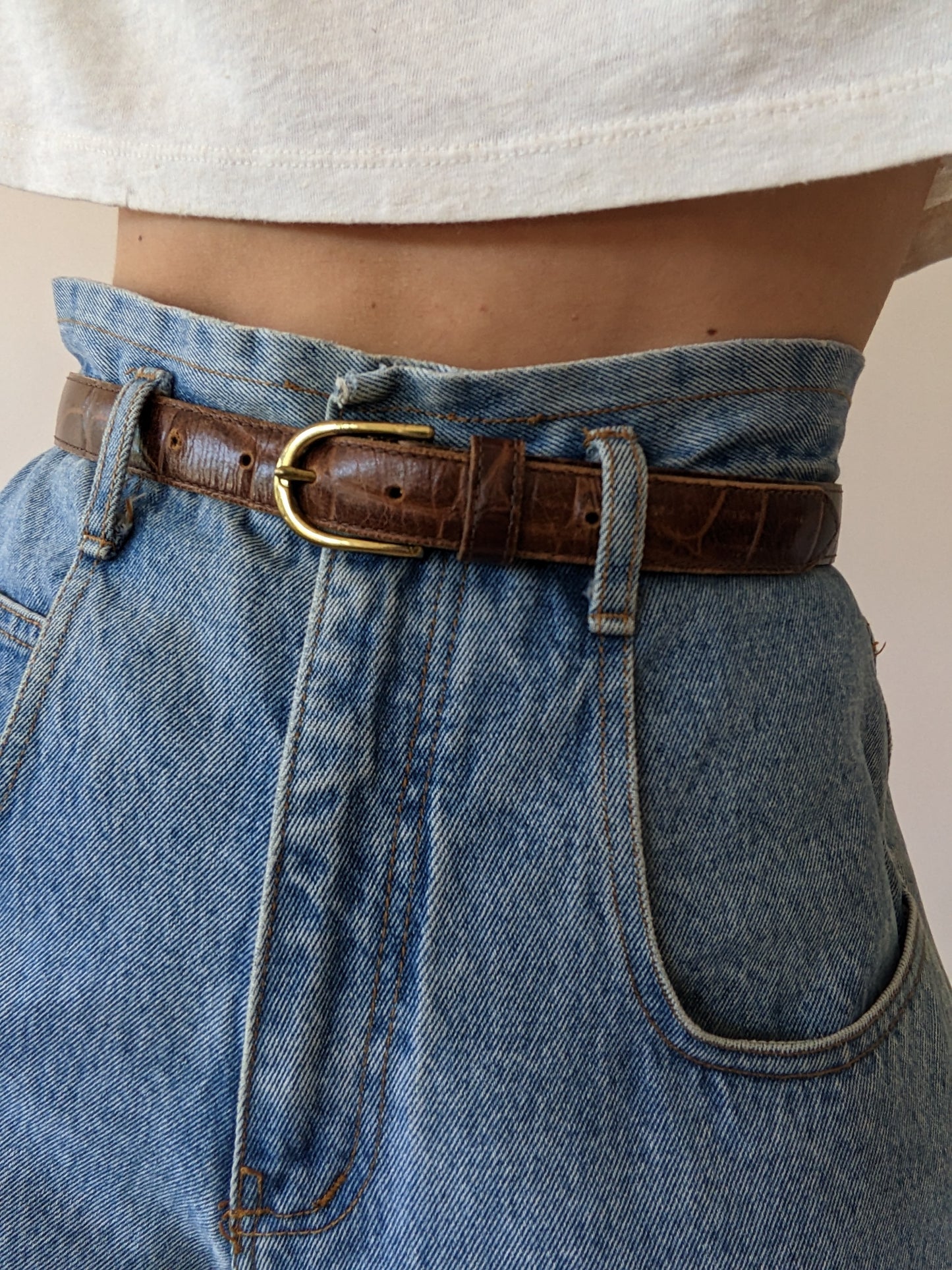 Vintage Tobacco Embossed Leather Belt