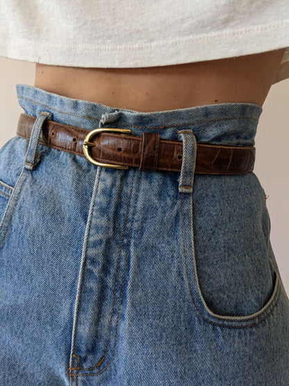 Vintage Tobacco Embossed Leather Belt