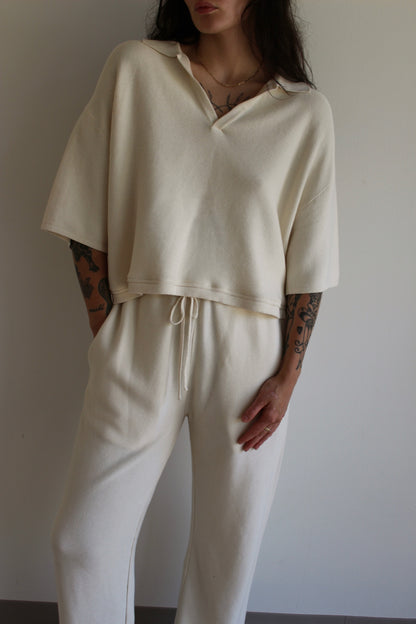 Ernie Cotton Seed Stitch Cropped Polo