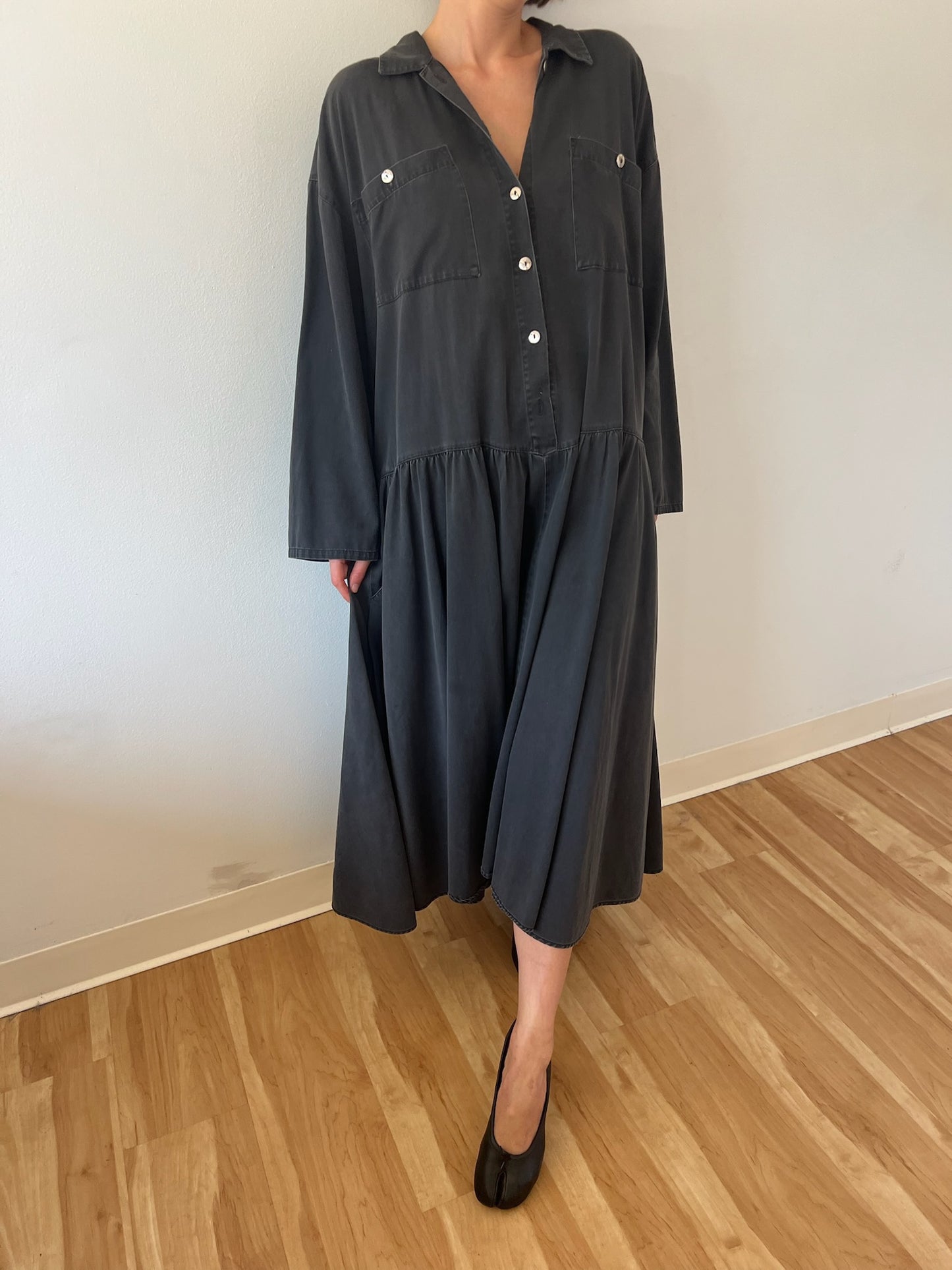 Vintage Faded Black Drop Waist Dress