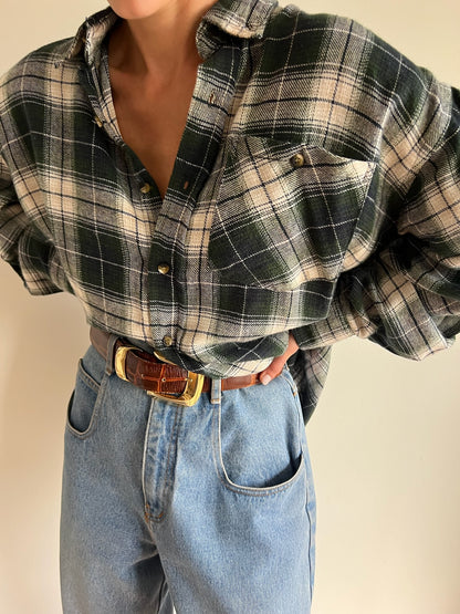 Vintage Forest Woven Plaid Button Down