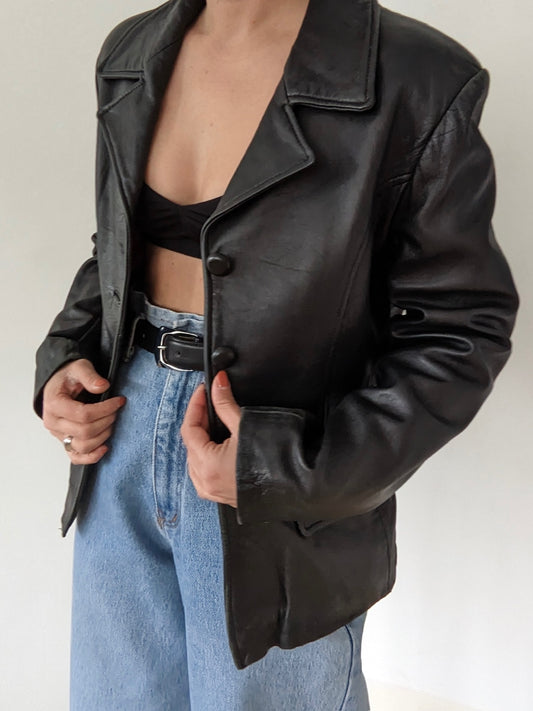 Vintage Ink Black Lamb Leather Jacket