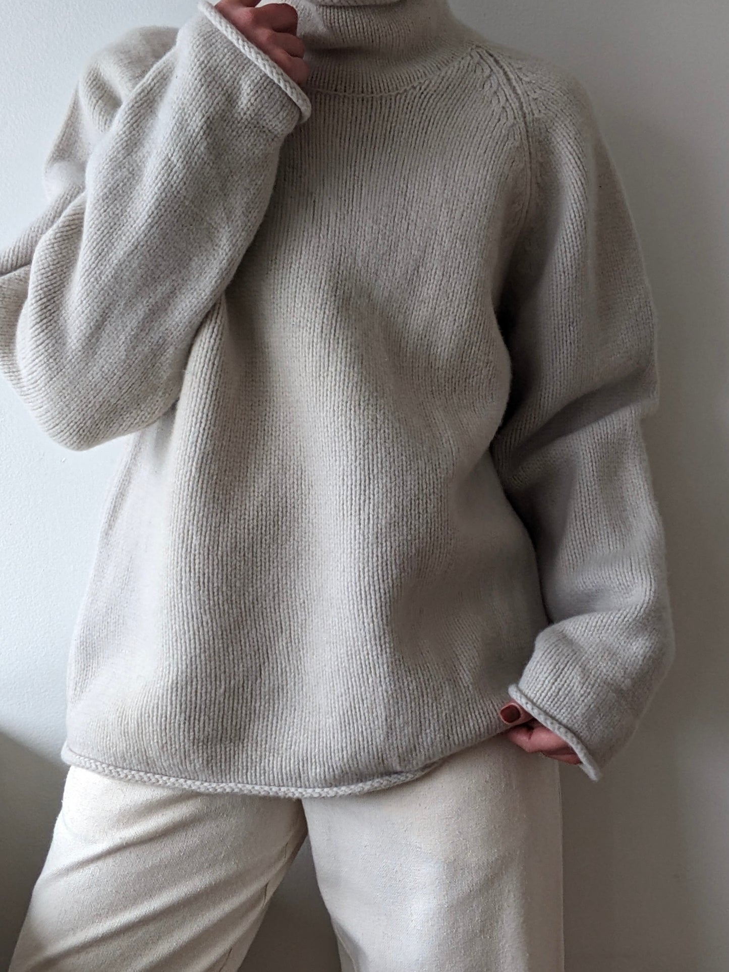 Vintage Putty Lambswool Mock Neck Sweater