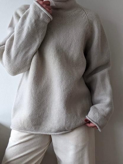 Vintage Putty Lambswool Mock Neck Sweater