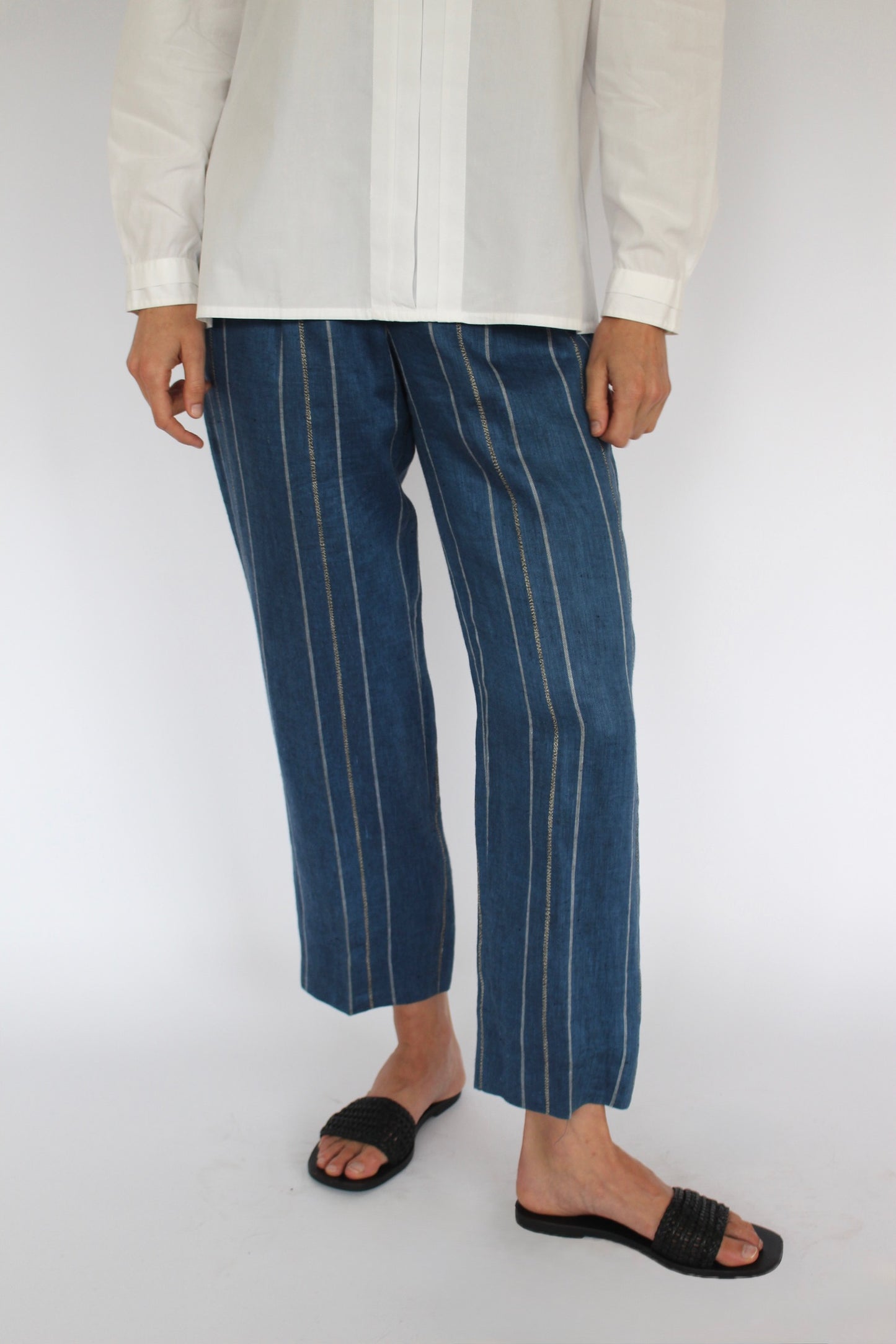 Vintage Striped Linen Trousers
