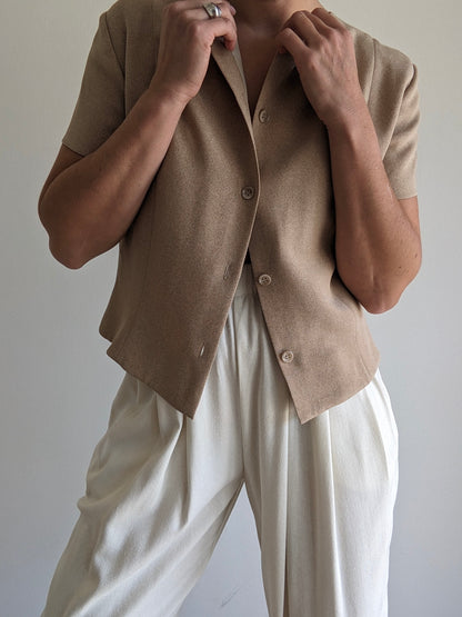 Vintage Herringbone Silk Blouse