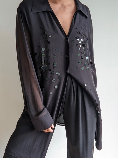 Vintage Sequined Sheer Silk Tunic