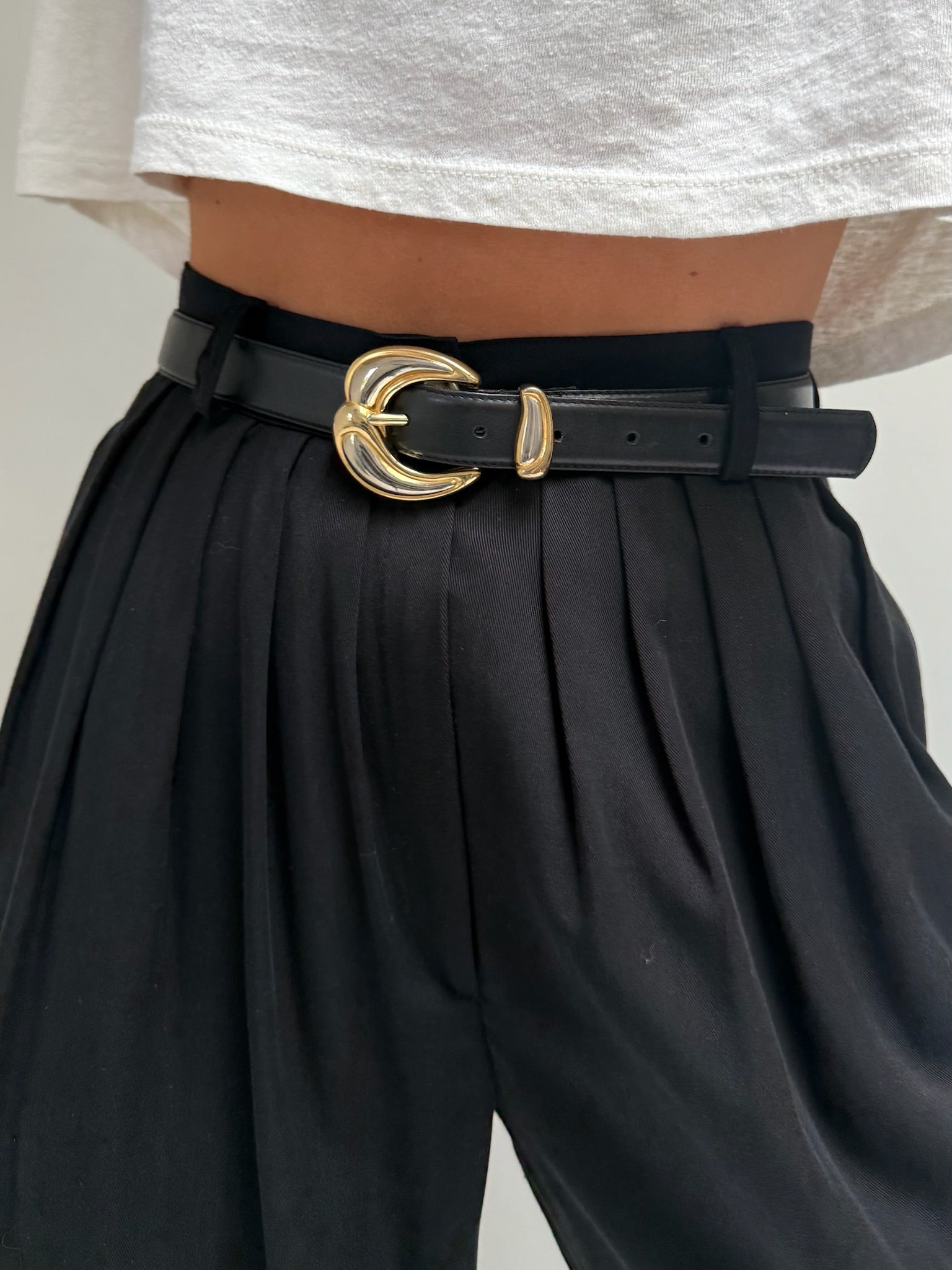 Vintage Smooth Black Leather Belt – NA NIN