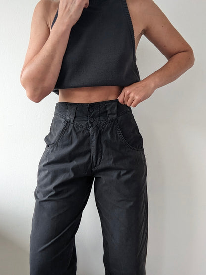 Vintage Faded Black High-Rise Trousers
