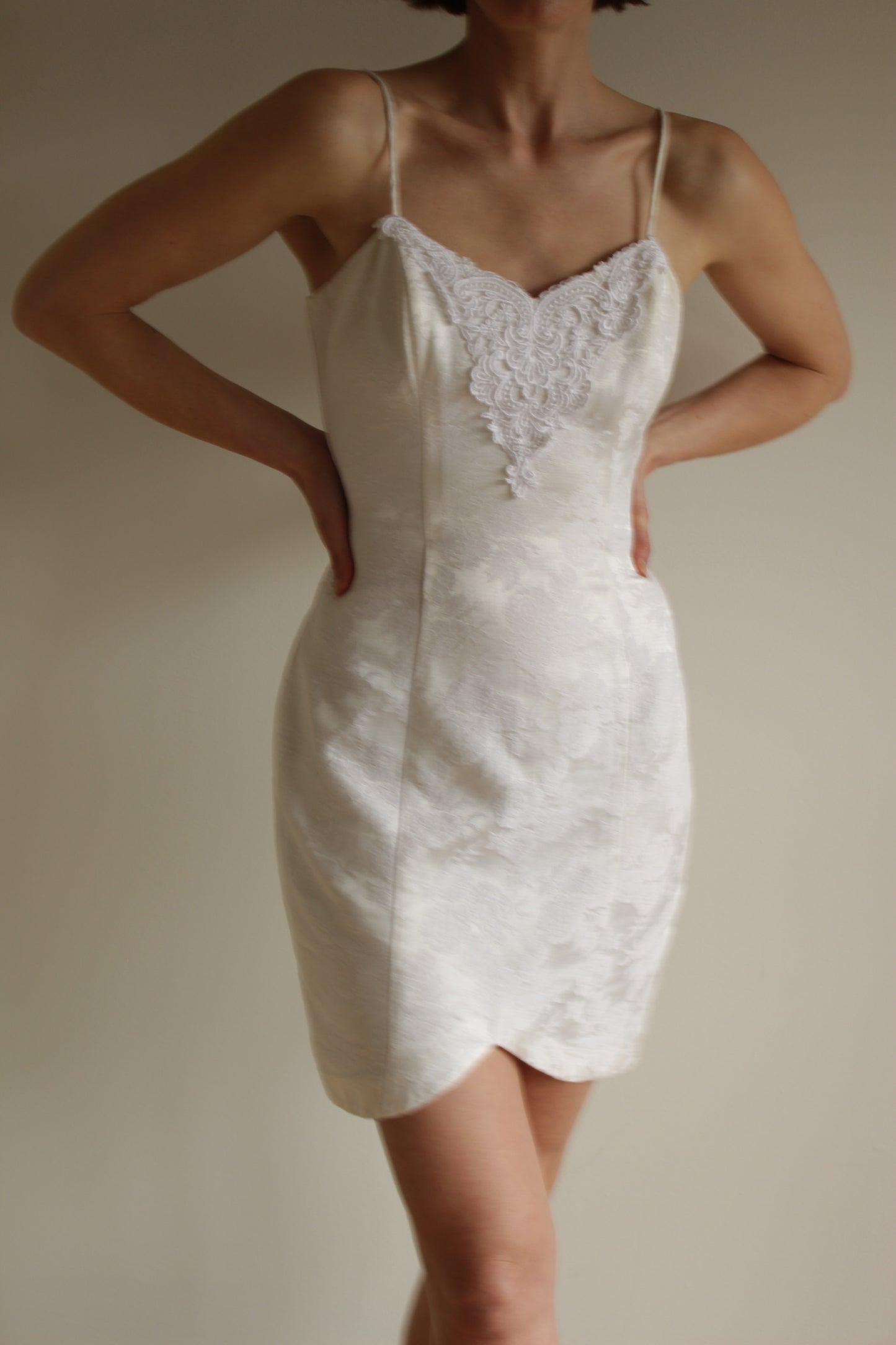 Vintage Ivory Floral-Print Dress