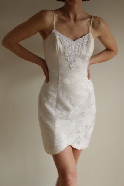 Vintage Ivory Floral-Print Dress
