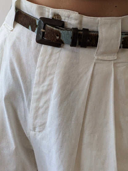 Fun Vintage Blue Calf Hair Leather Belt