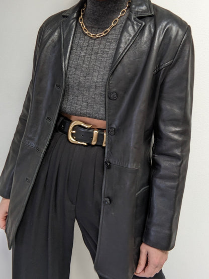 Classic Vintage Faded Black Leather Jacket