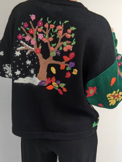 Amazing Vintage Embroidered Seasons Cardigan