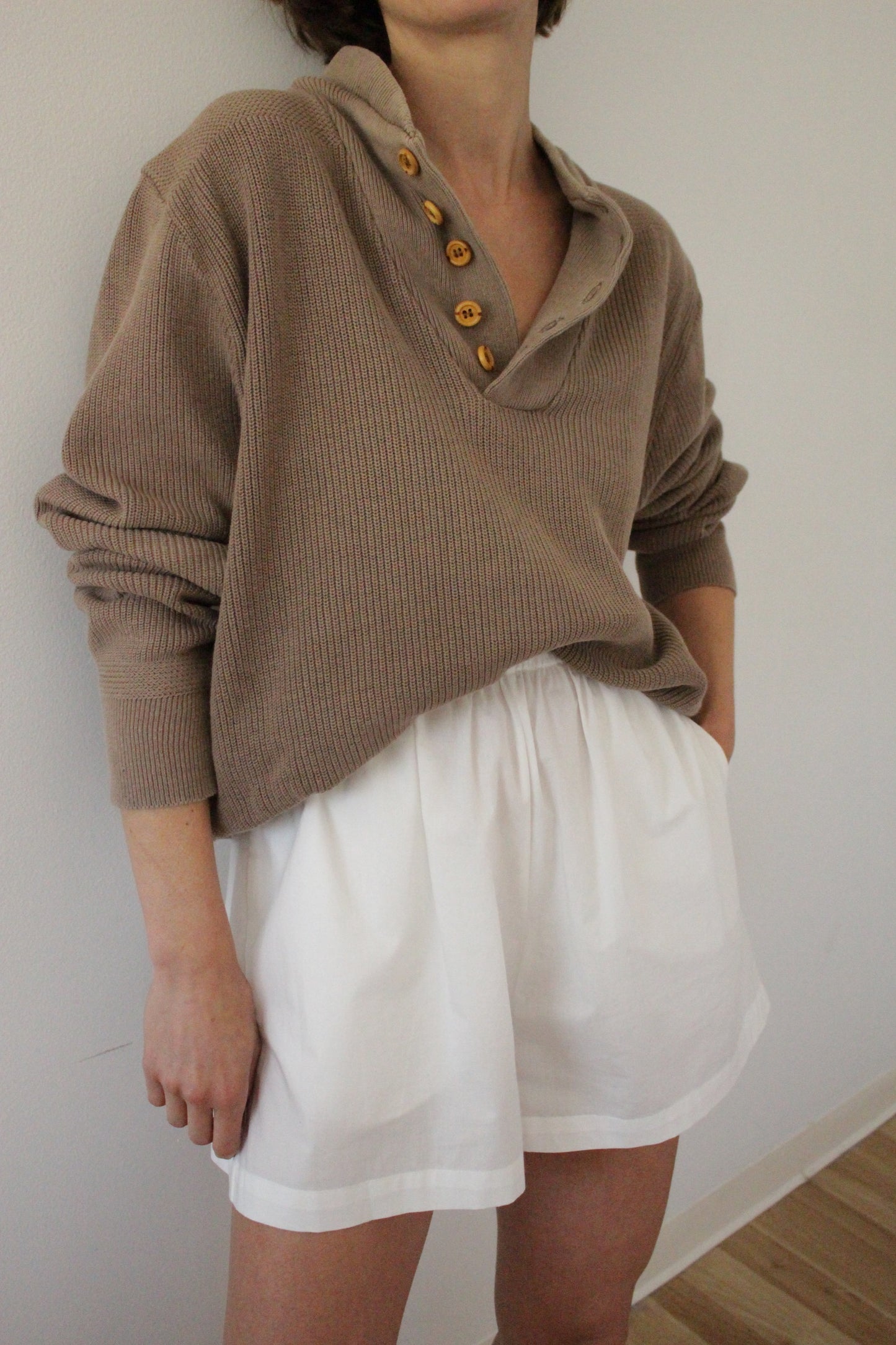 Favorite Vintage Mocha Cotton Henley