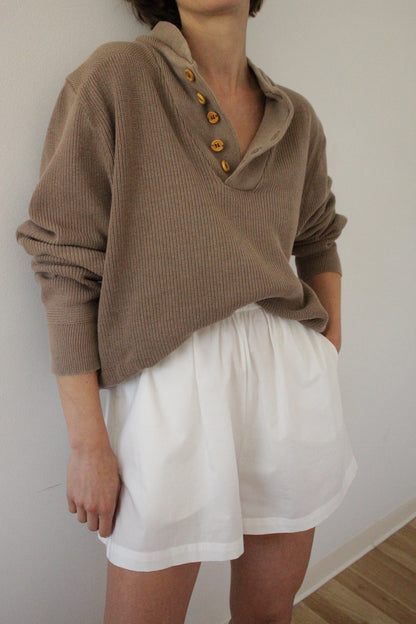 Favorite Vintage Mocha Cotton Henley