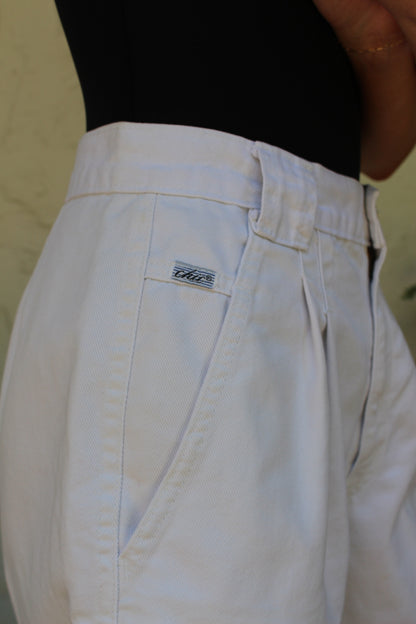 Vintage Pearl Pleated Denim Shorts