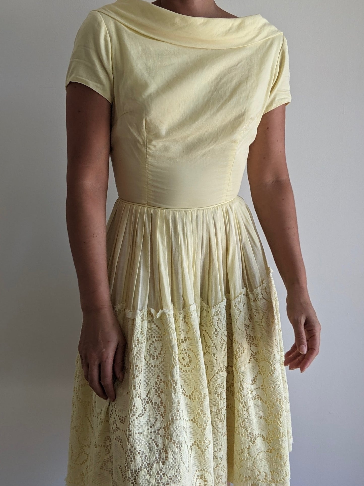 Vintage Butter Yellow Lace Dress