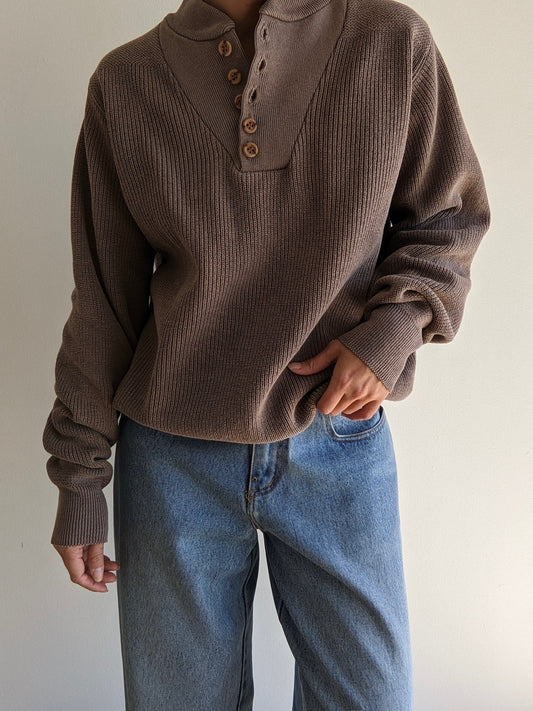 Favorite Vintage Taupe Cotton Henley