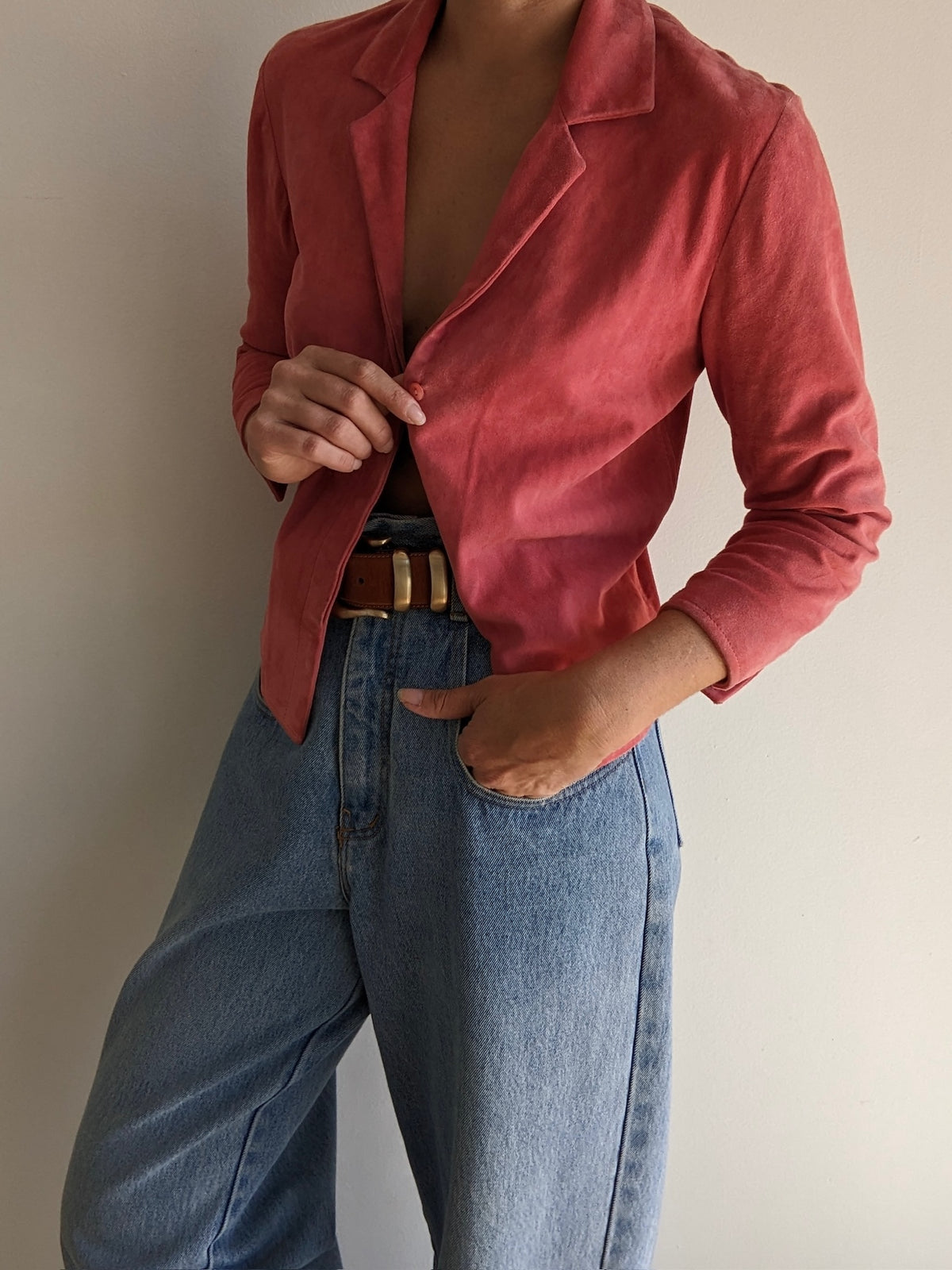 Incredible Vintage Sueded Leather Blouse