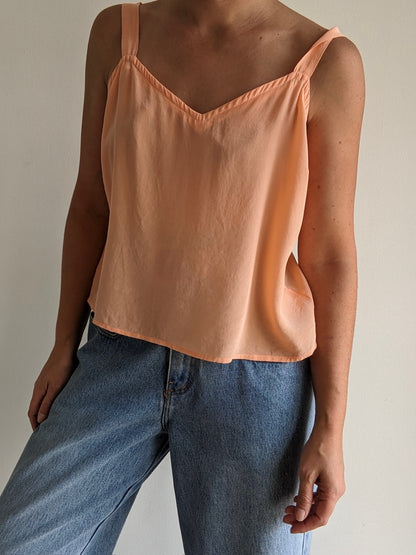 Vintage Peach Silk Slip Top