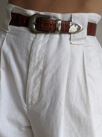 Vintage Tobacco Embossed Leather Belt