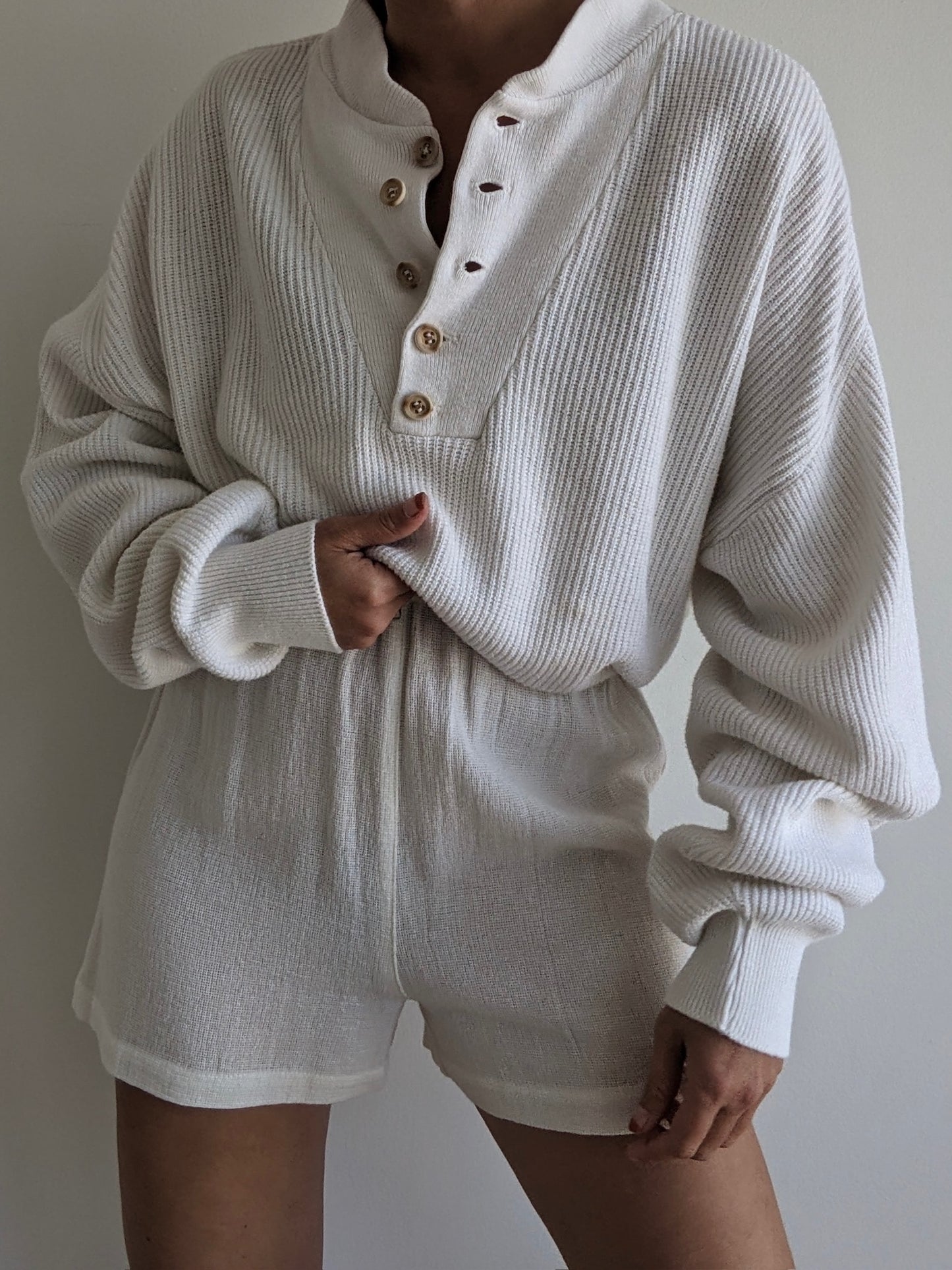 Favorite Vintage Ivory Cotton Henley
