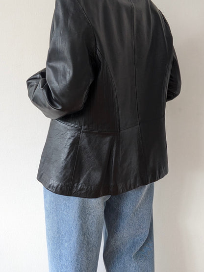 Rare Vintage Caviar Leather Hook-Eye Jacket
